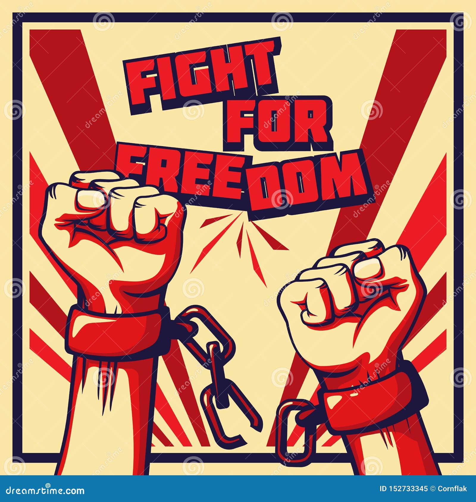 Vintage Style Vector Fight for Freedom Poster Stock Vector