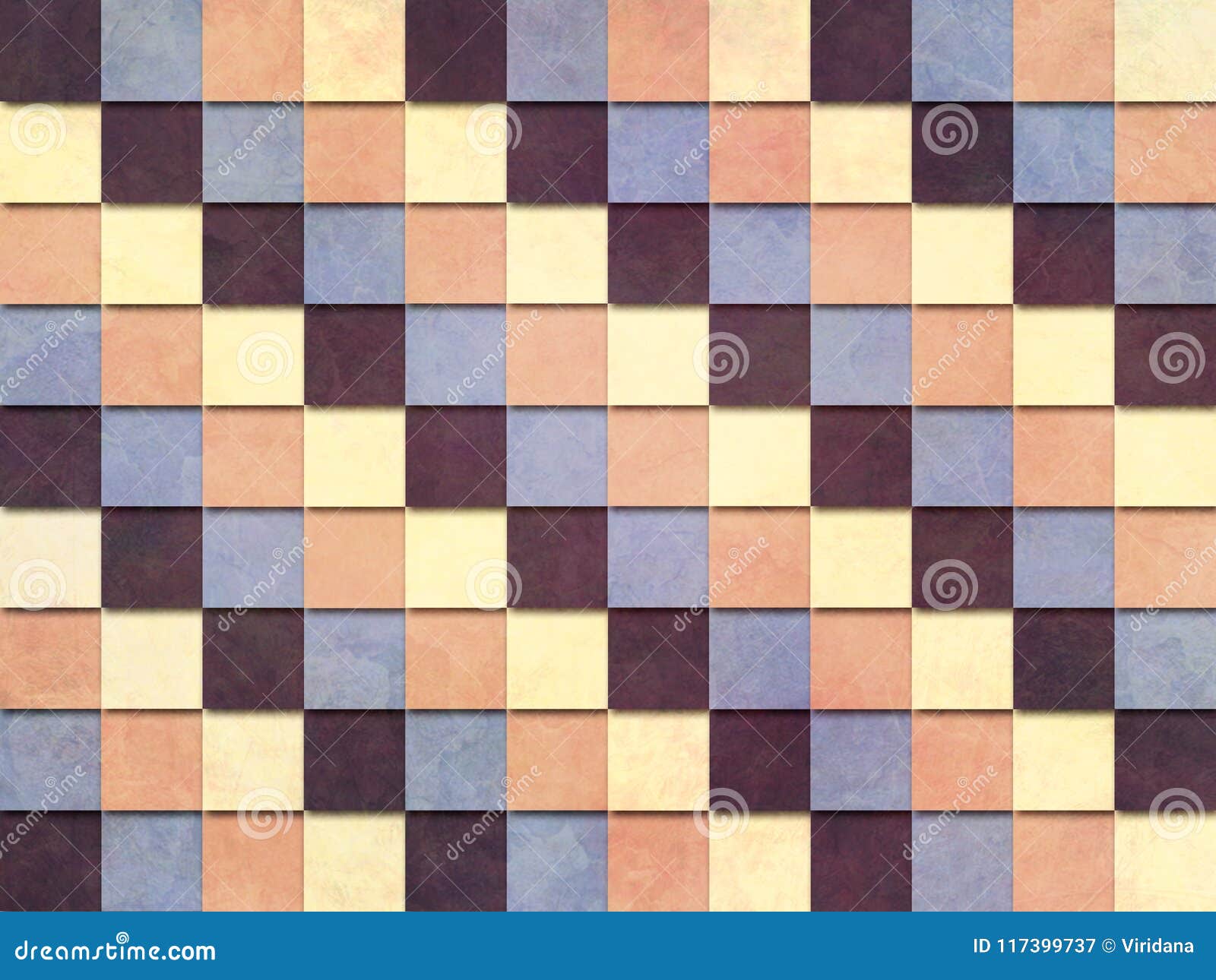Vintage Styled Checkered Pattern with Muted Color Yellow Blue Violet