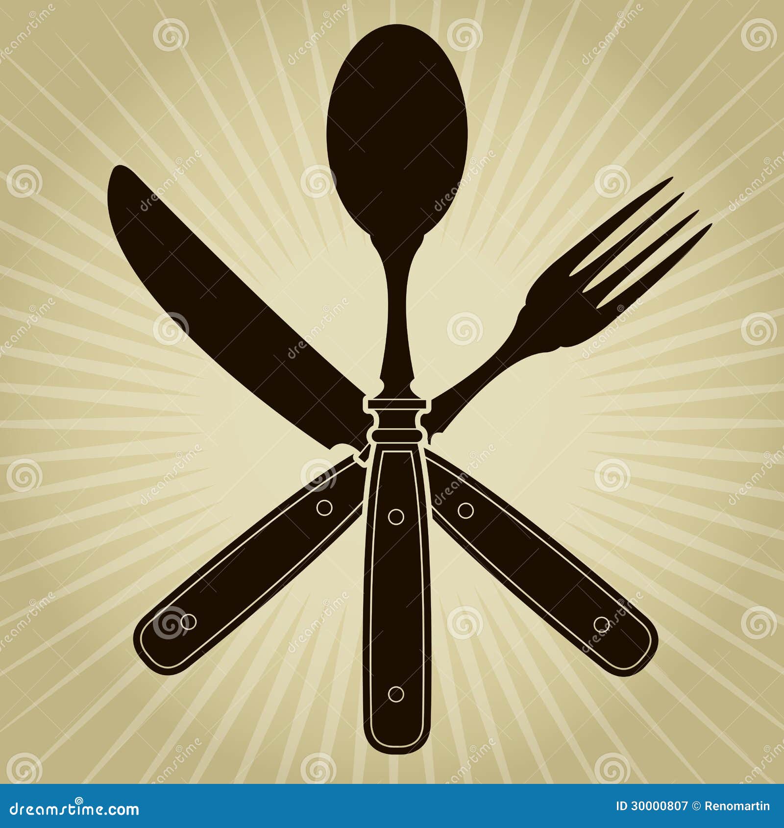 Vintage Styled Knife, Fork and Spoon / Restaurant Stock Vector