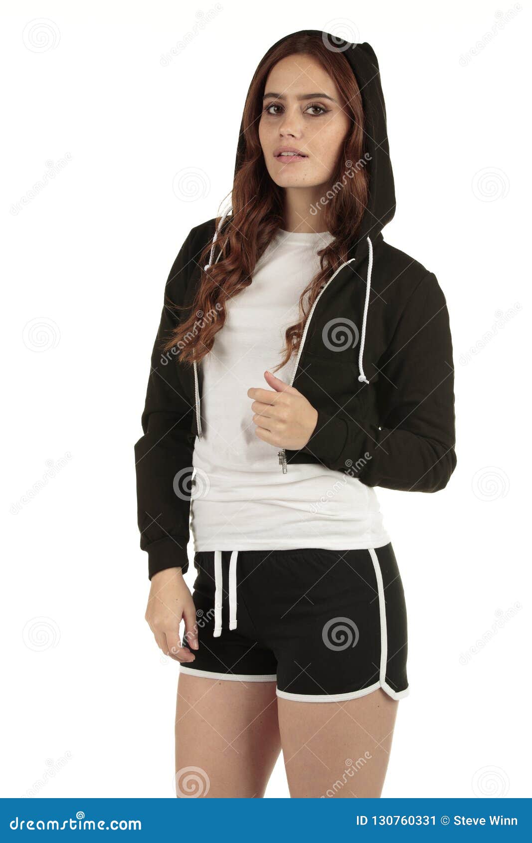 Vintage Styled Sports Fit Woman Going To the Gym in Her Blank White ...