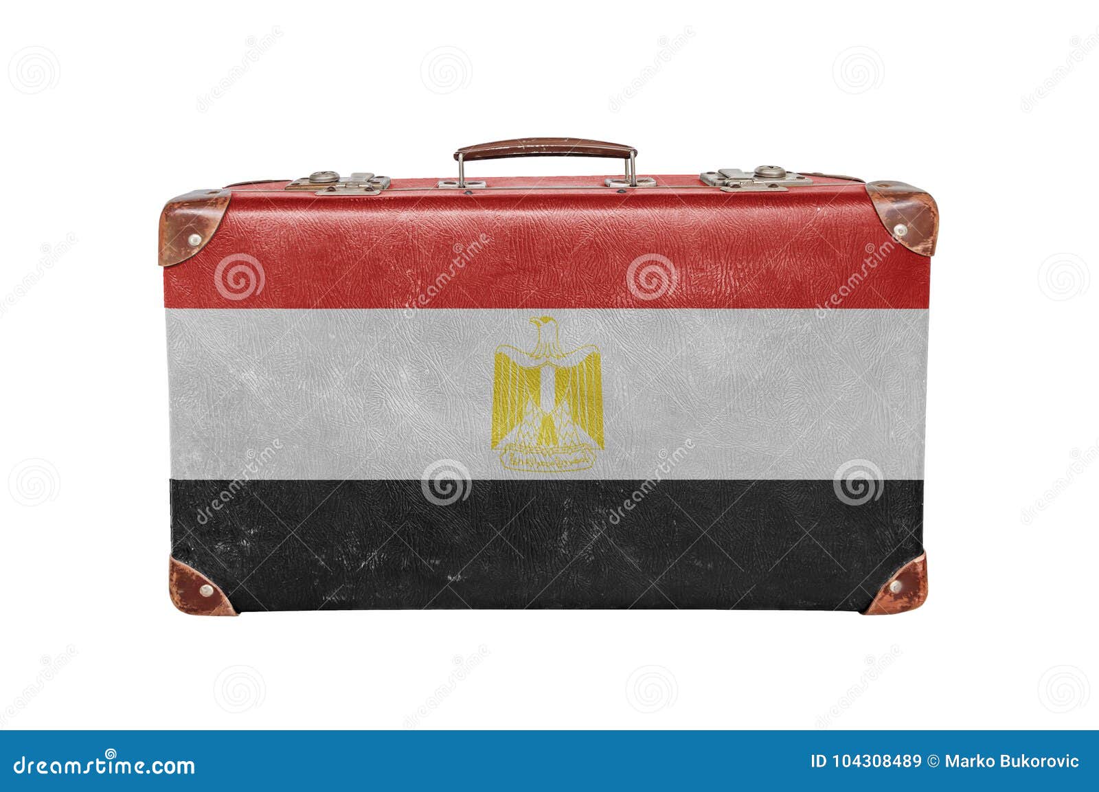 Vintage Suitcase with Egypt Flag Stock Image Image of adventure