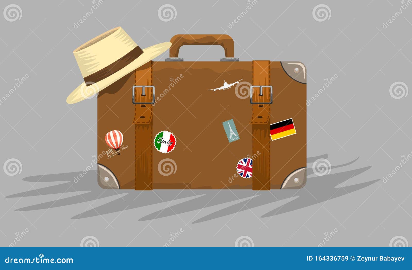 Flat Vector Icon Of Retro Suitcase With Stickers Vintage Travel Bag With  Little Handle Golden Corners And Belts Luggage For Adventure Stock  Illustration - Download Image Now - iStock