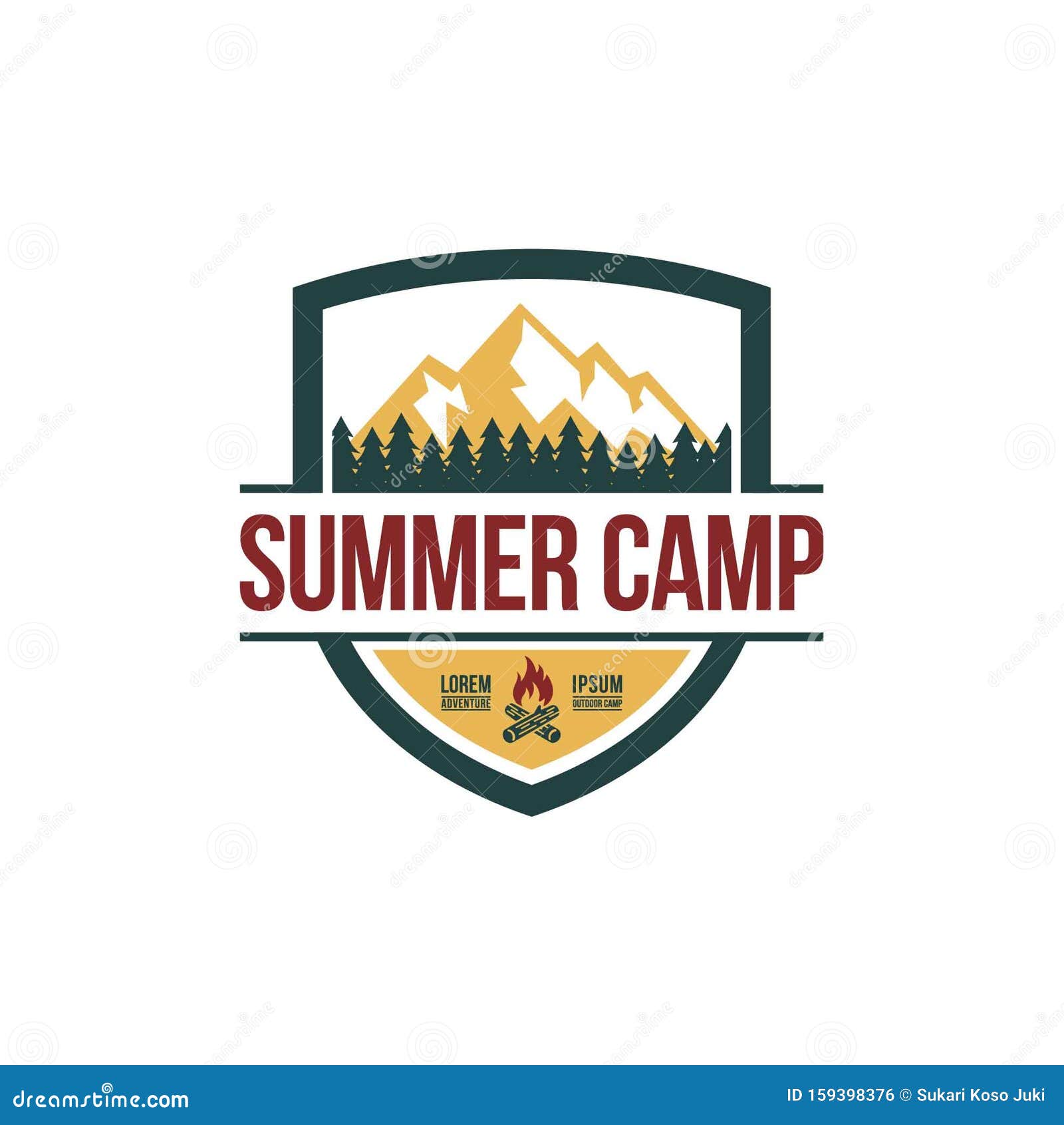 Vintage Summer Camp Logo Template Stock Vector Illustration Of Banner Classic