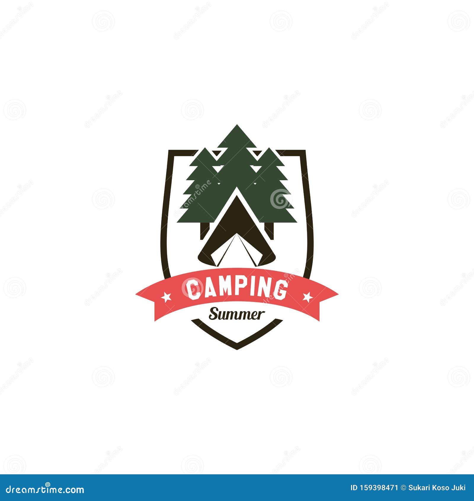 Vintage Summer Camp Logo Template Stock Vector - Illustration of forest ...