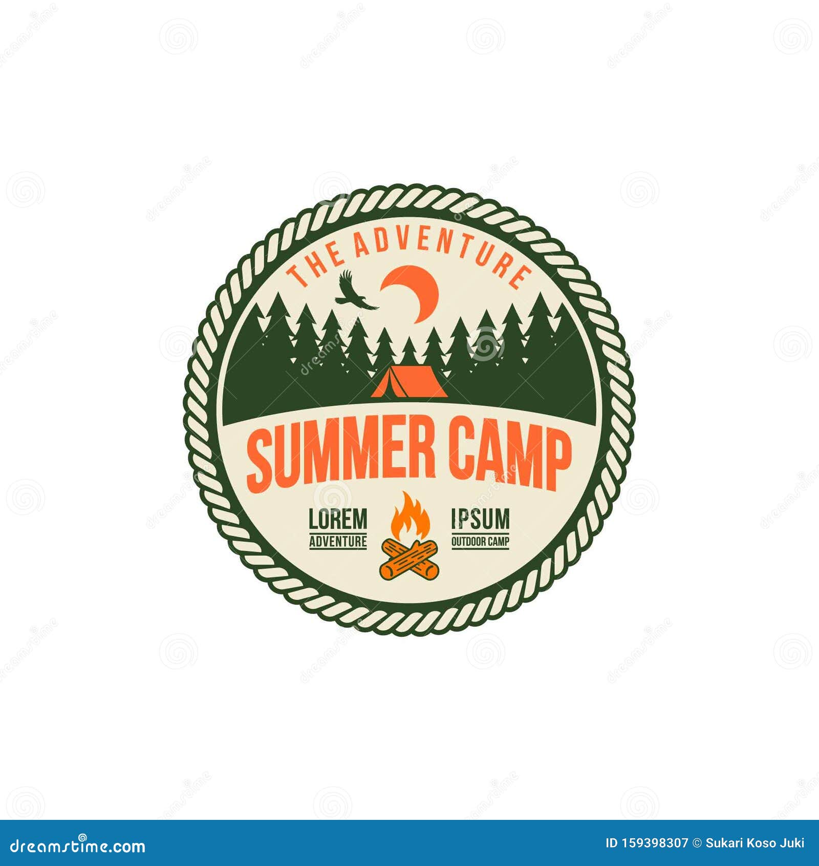 Vintage Summer Camp Logo Template Stock Vector Illustration Of Classic Backpacking