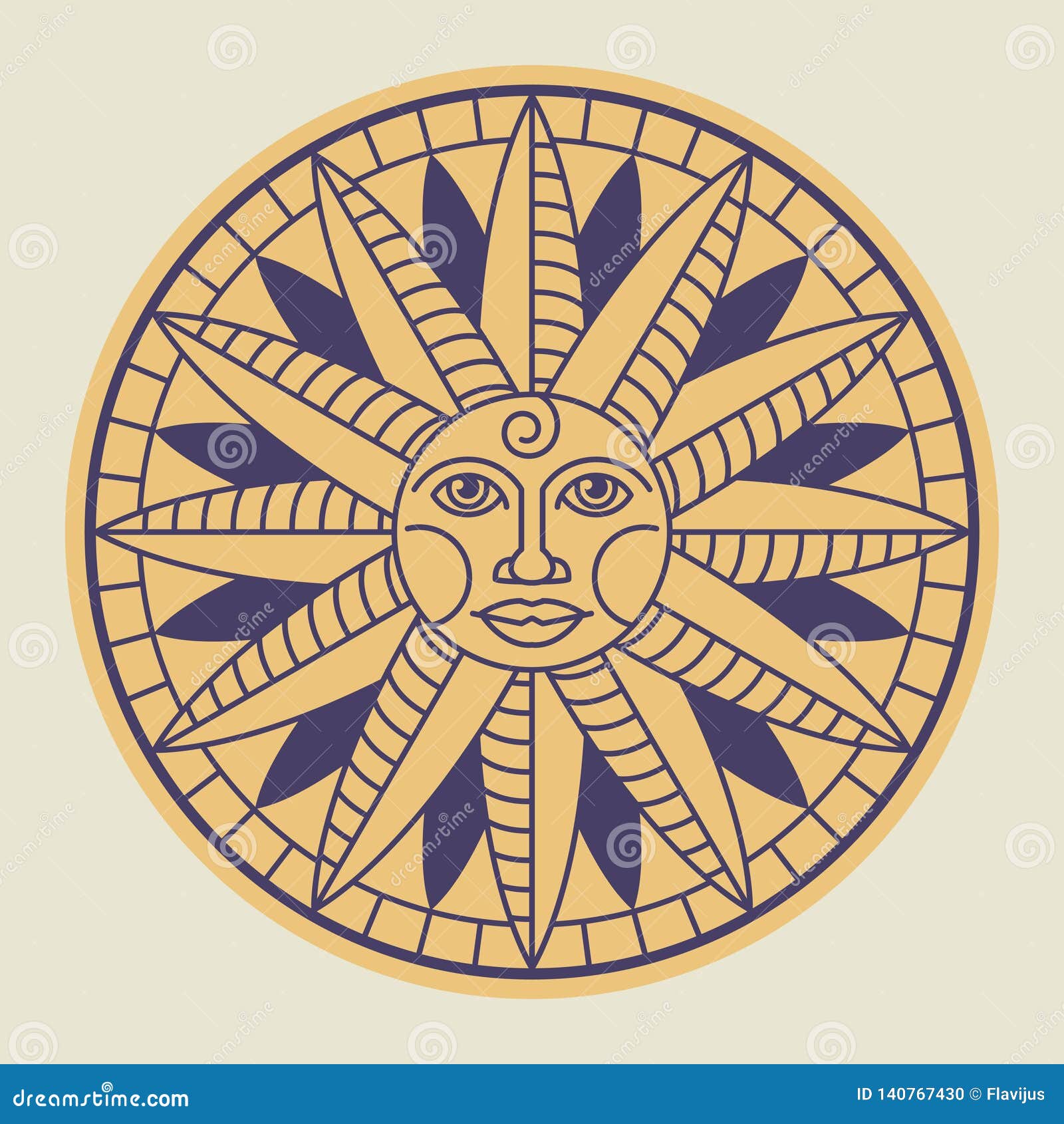 Download Vintage Sun Face Compass Rose Stock Vector - Illustration of orientation, discovery: 140767430