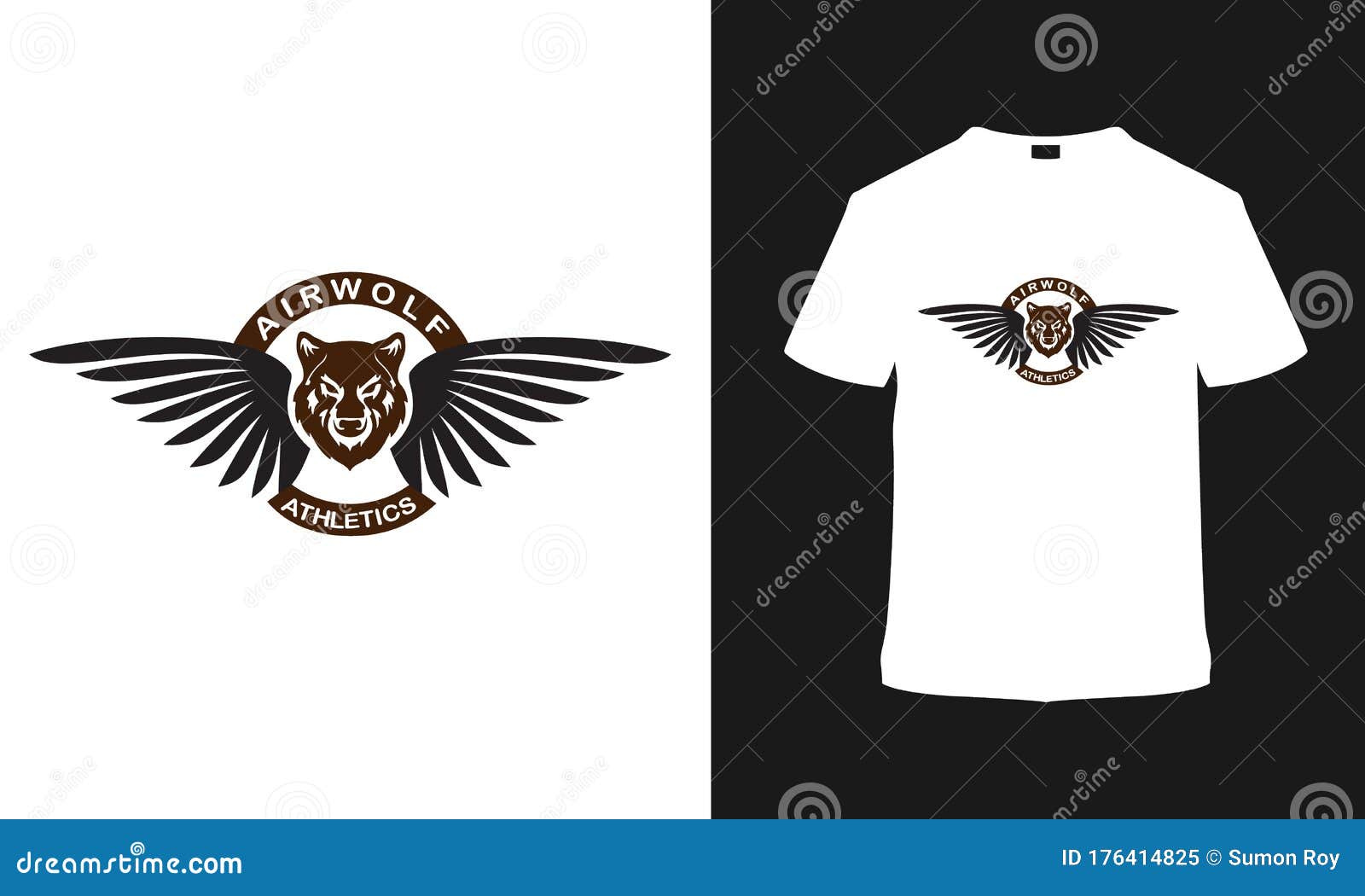 Air Wolf Athletic T Shirt Design, Logo, Template, Stock ...