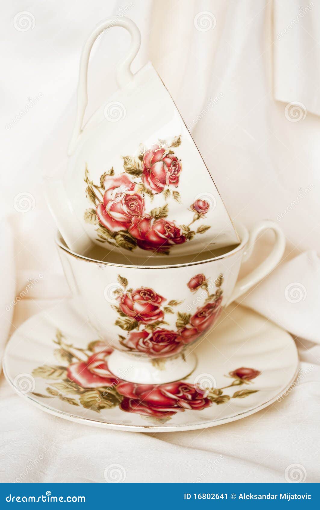 Vintage Tea Cups with Roses Stock Image Image of petal, english 16802641