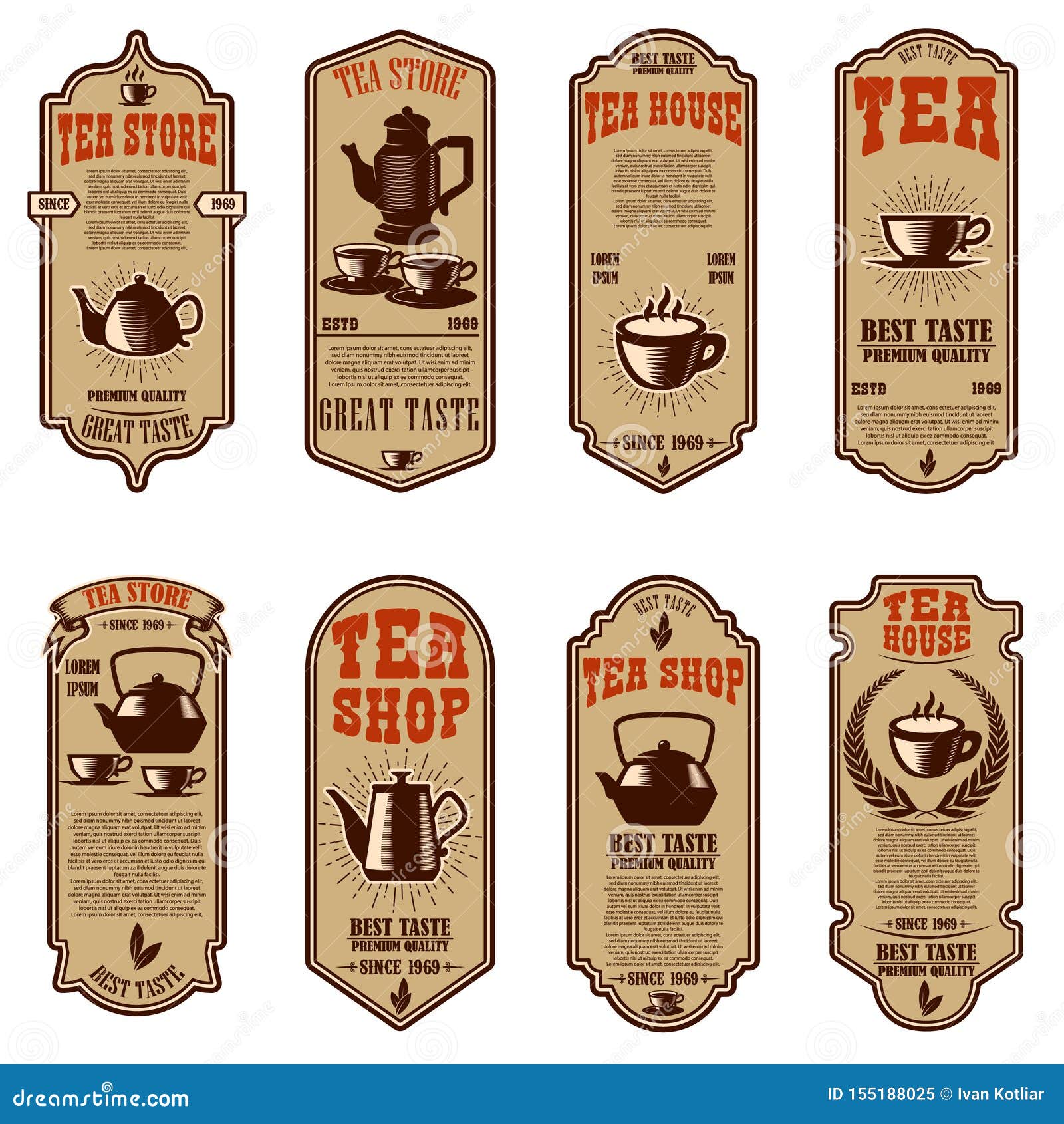 vintage tea shop flyer templates.  s for logo, label, sign, badge.