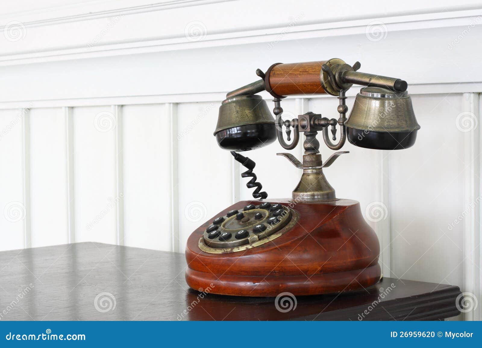 Vintage Telephone on Desk stock photo. Image of decorative 26959620