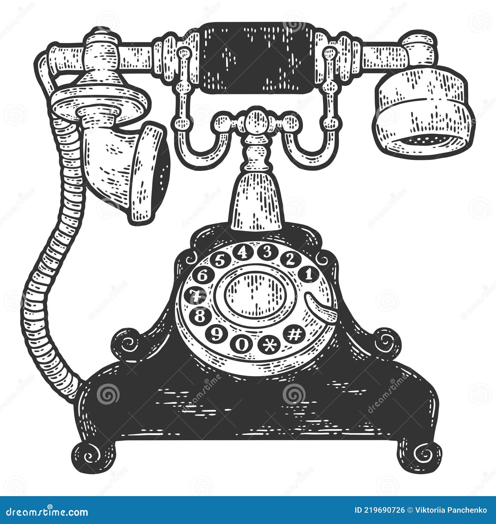 Old rotary telephone Line art black and white drawing.Retro telephone  communication concept.vector illustration.Vintage minimalism  style.Icon,sign,print emblem design template 10475024 Vector Art at Vecteezy