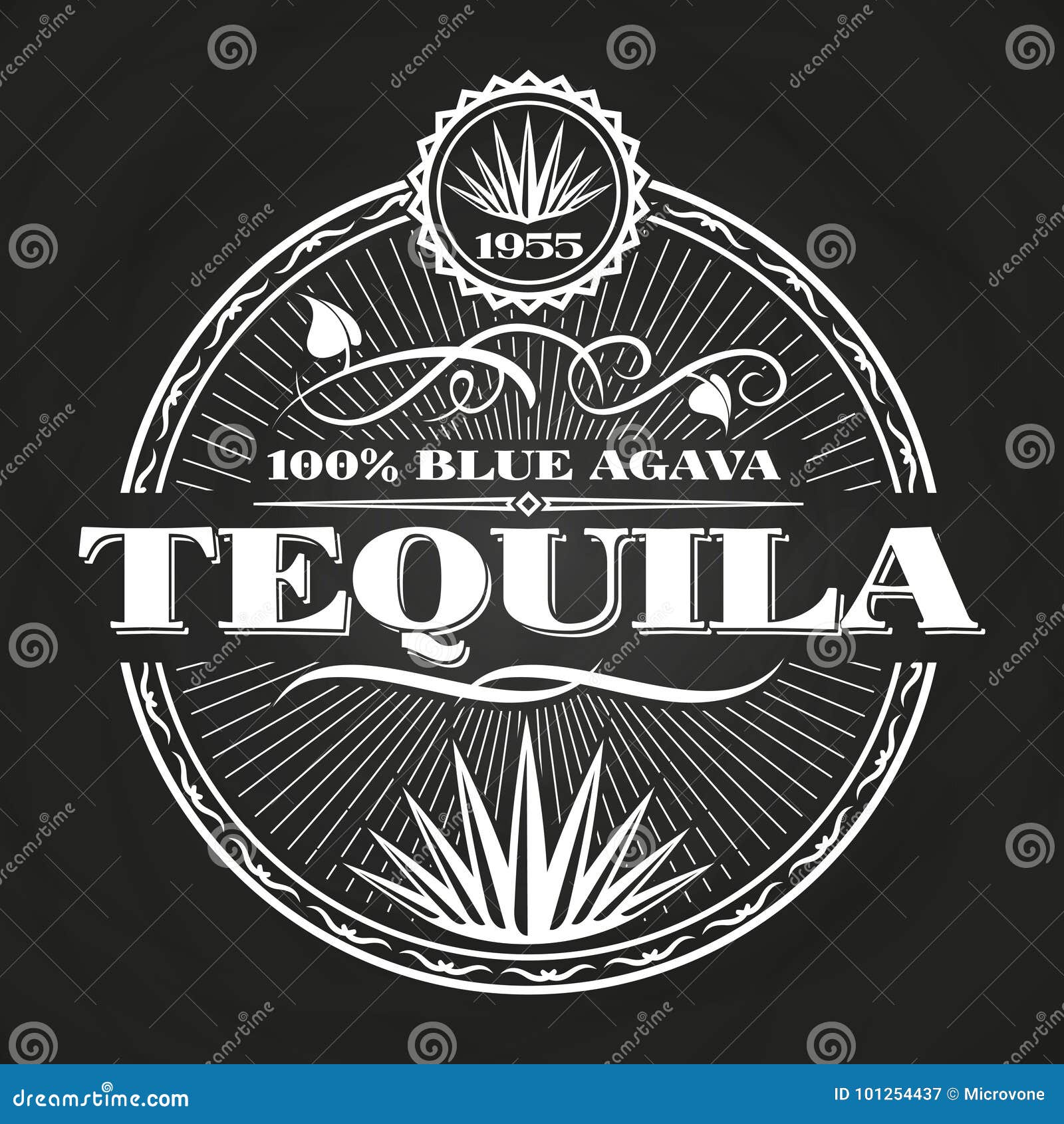 vintage tequila banner  on chalkboard