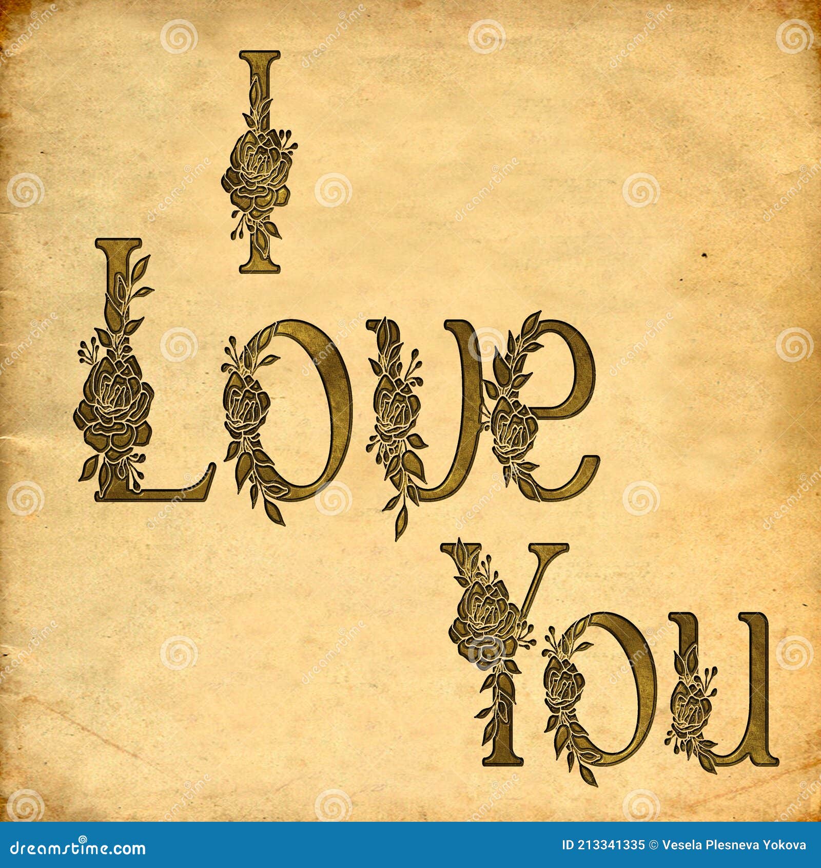 vintage texture whit inscription `i love you`