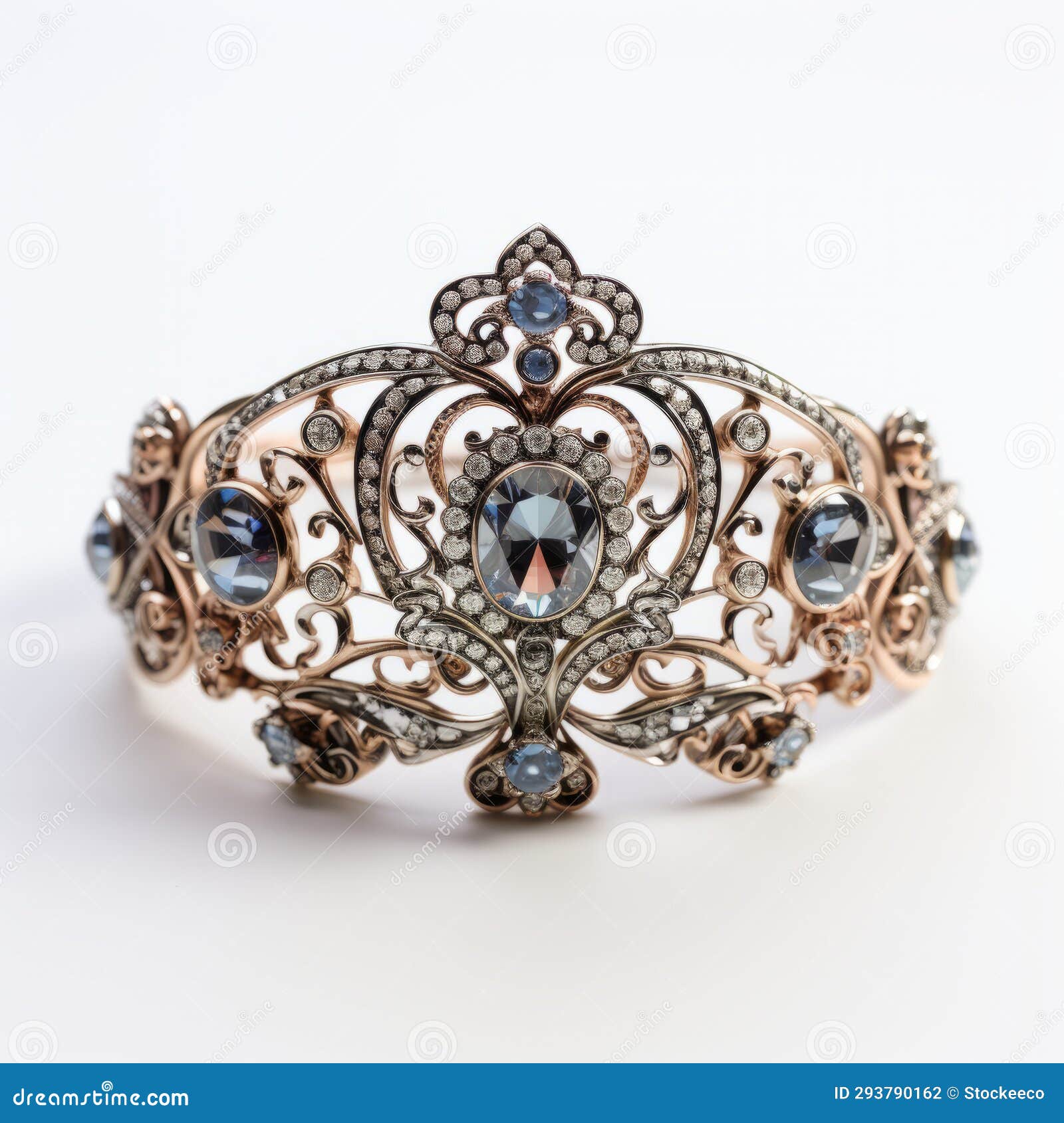 vintage tiara with blue stones and diamonds - inspired by queen