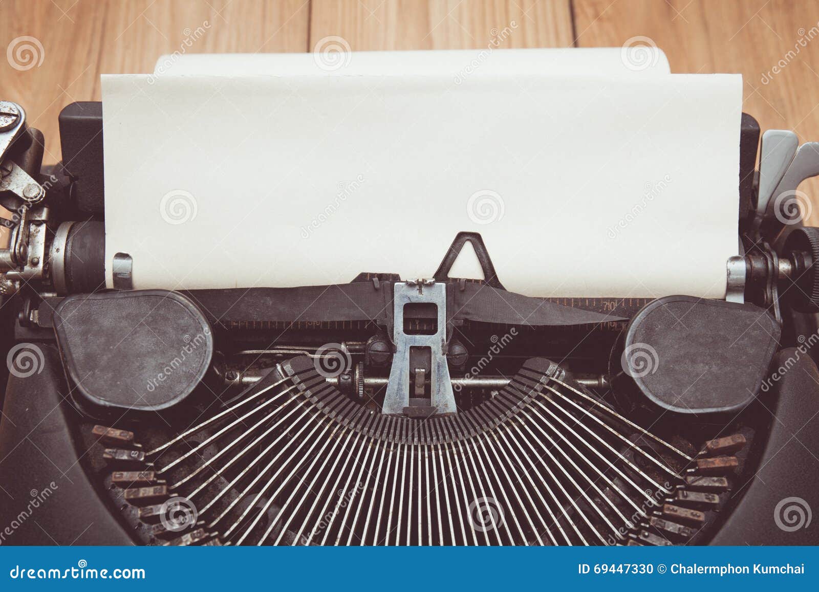 Antique Typewriter With Aged Textured Paper Sheet Stock Photo