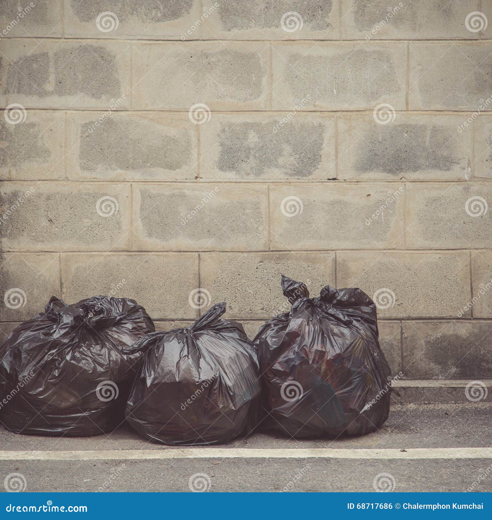 Vintage Tone of Black Plastic Garbage Bags Stock Photo Image of black, dirty 68717686