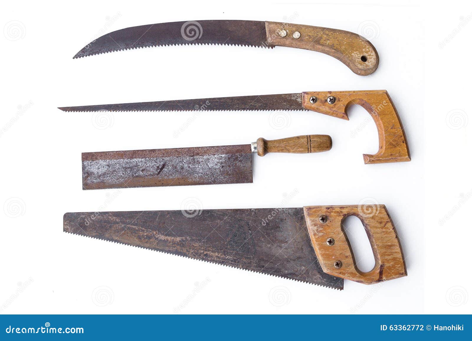 Vintage Tools Set Old Saws, Handsaws Isolated Stock Photo Image of