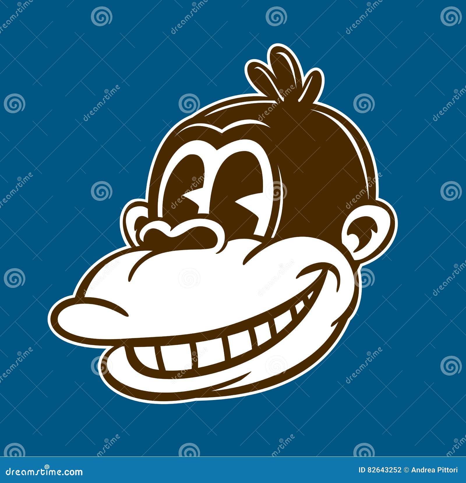 Vintage Toons Cartoon Smiling Monkey Face Vector Illustration Stock Vector  - Illustration of jungle, emotion: 82643252