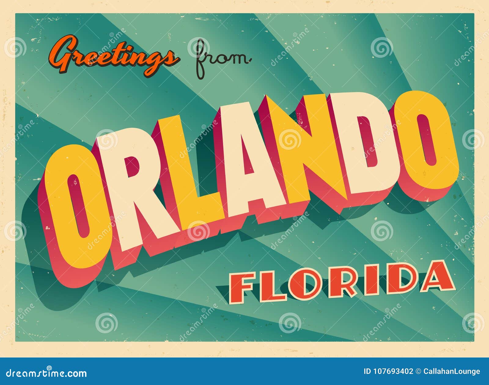 vintage touristic greeting card from orlando, florida.