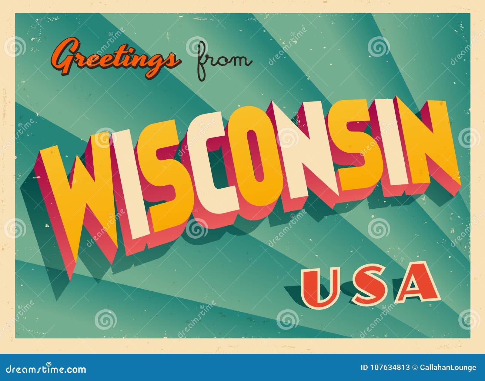 vintage touristic greeting card from wisconsin.