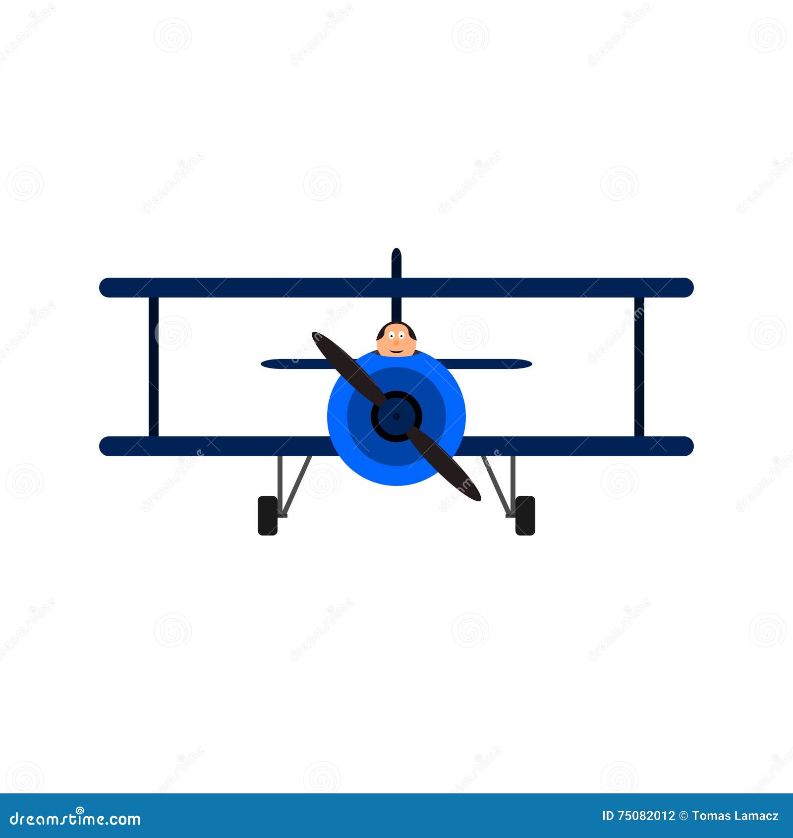 Vintage Toy Biplane with Pilot. Stock Vector - Illustration of ...