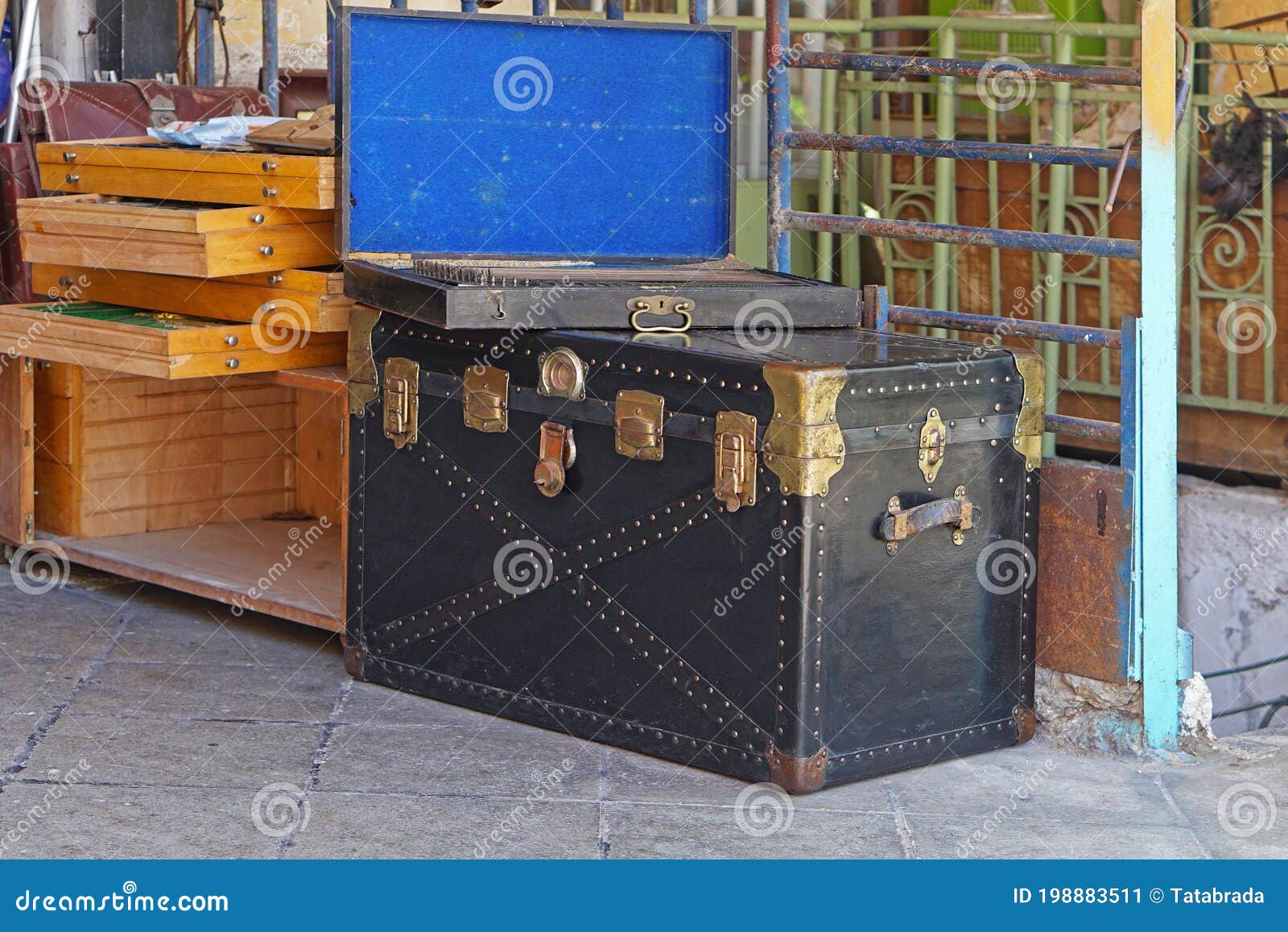 Vintage trunk stock image. Image of black, container - 198883511