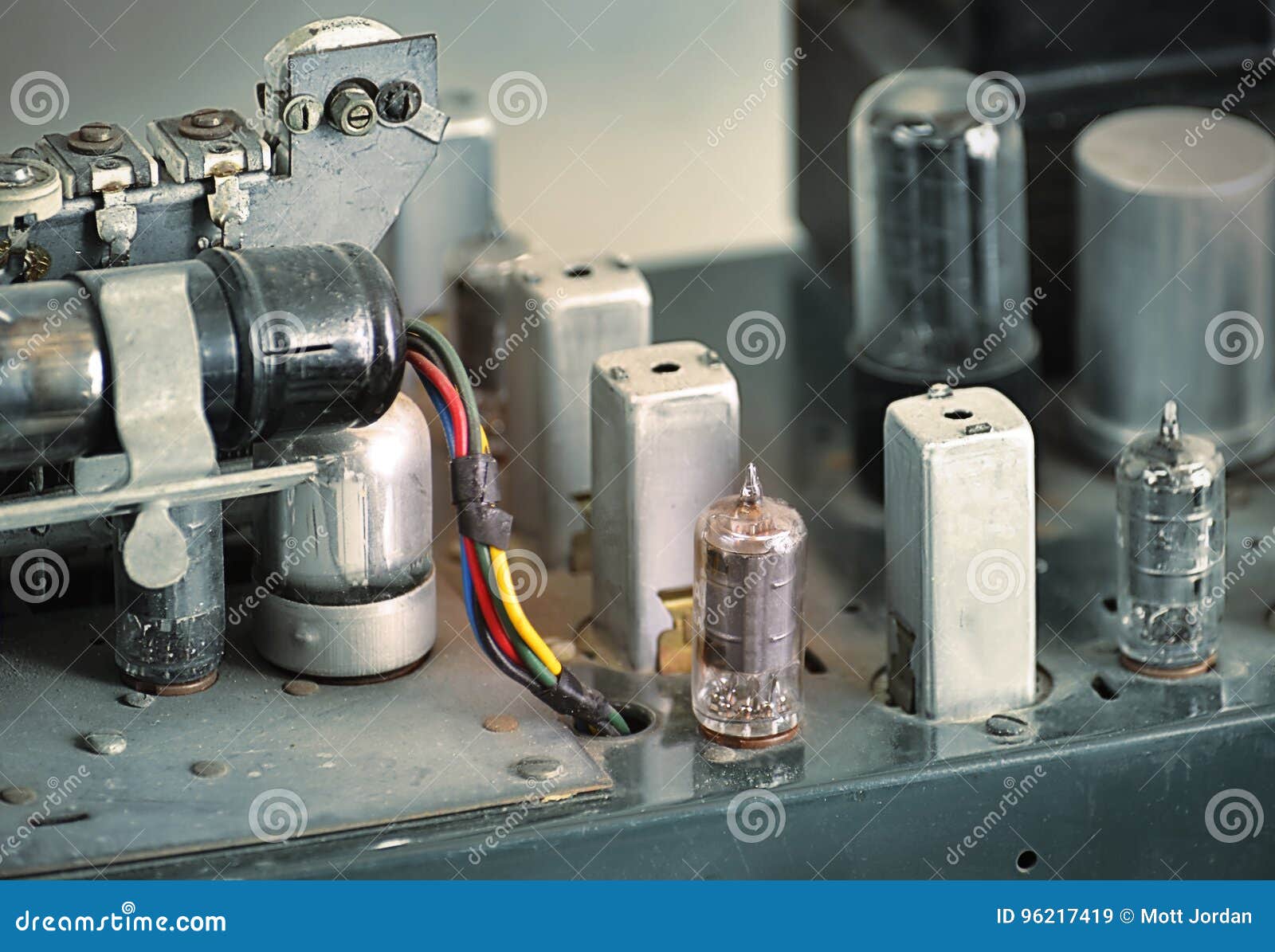 Vintage Tube Amp One stock image. Image of colored, teal 96217419