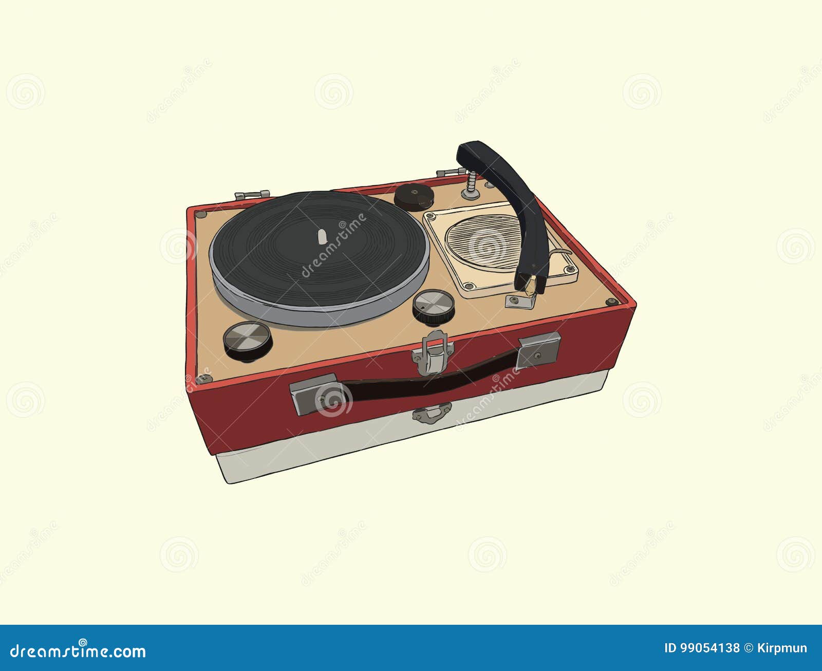 Vintage Turntable. Record Player Vinyl Record. Sketch Vector. Stock