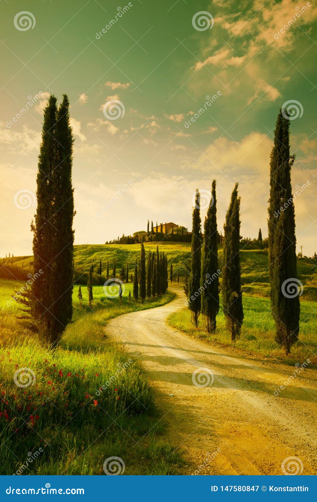 vintage tuscany countryside landscape