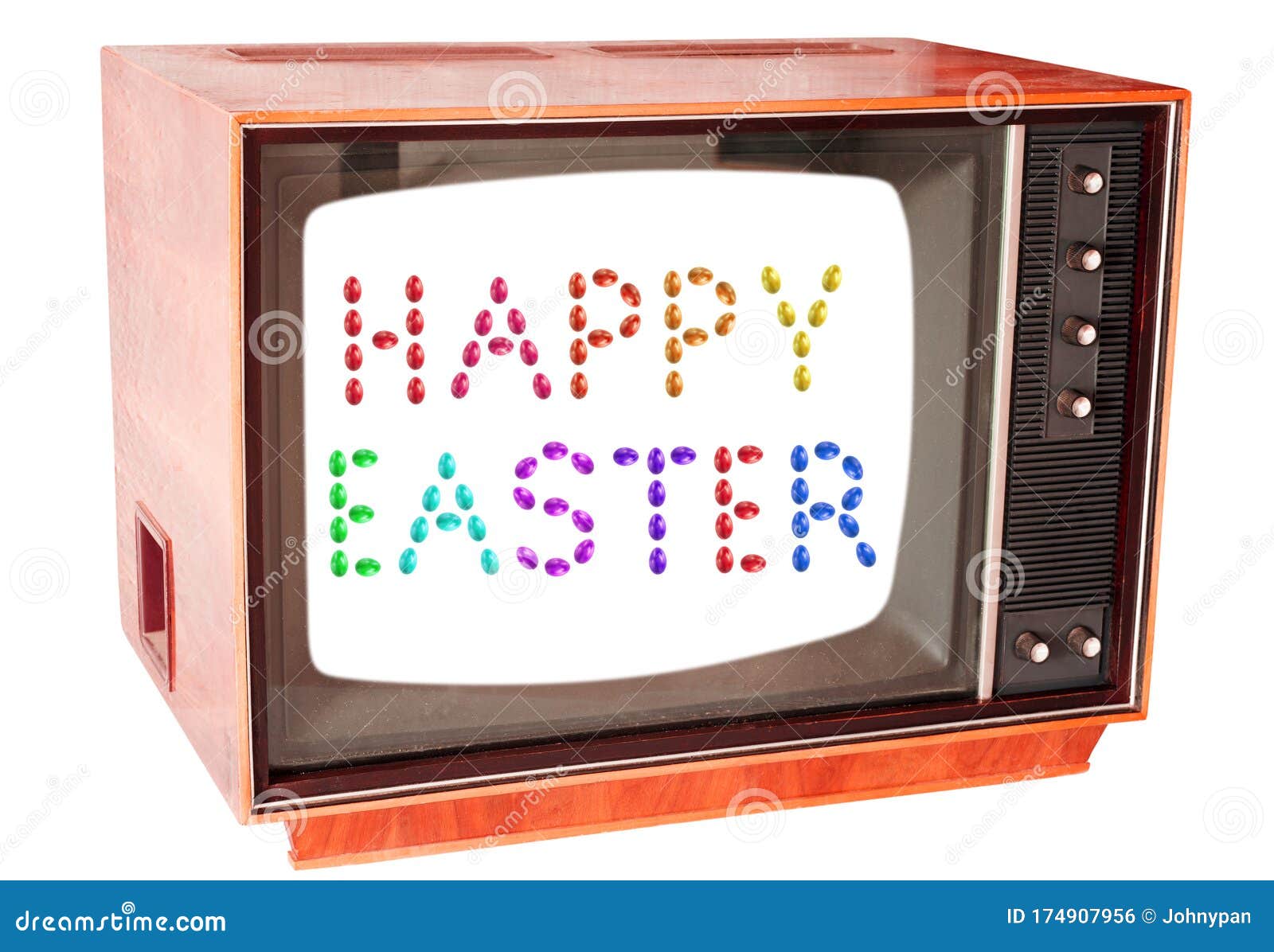 Vintage TV with Happy Easter Text Stock Photo Image of celebration