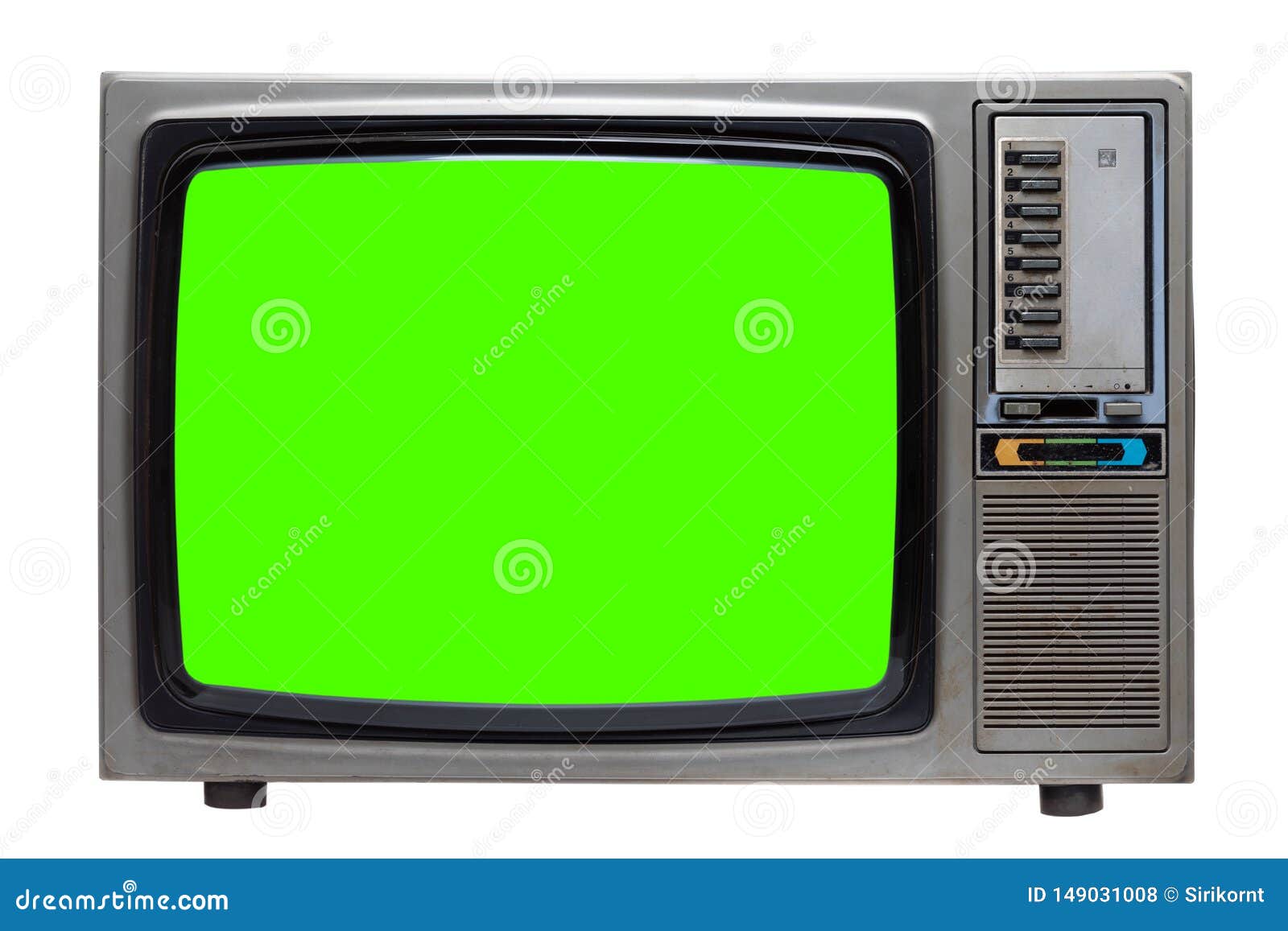 Vintage tv - antique wooden box television isolated on white with clipping  path for object. retro technology Stock Photo