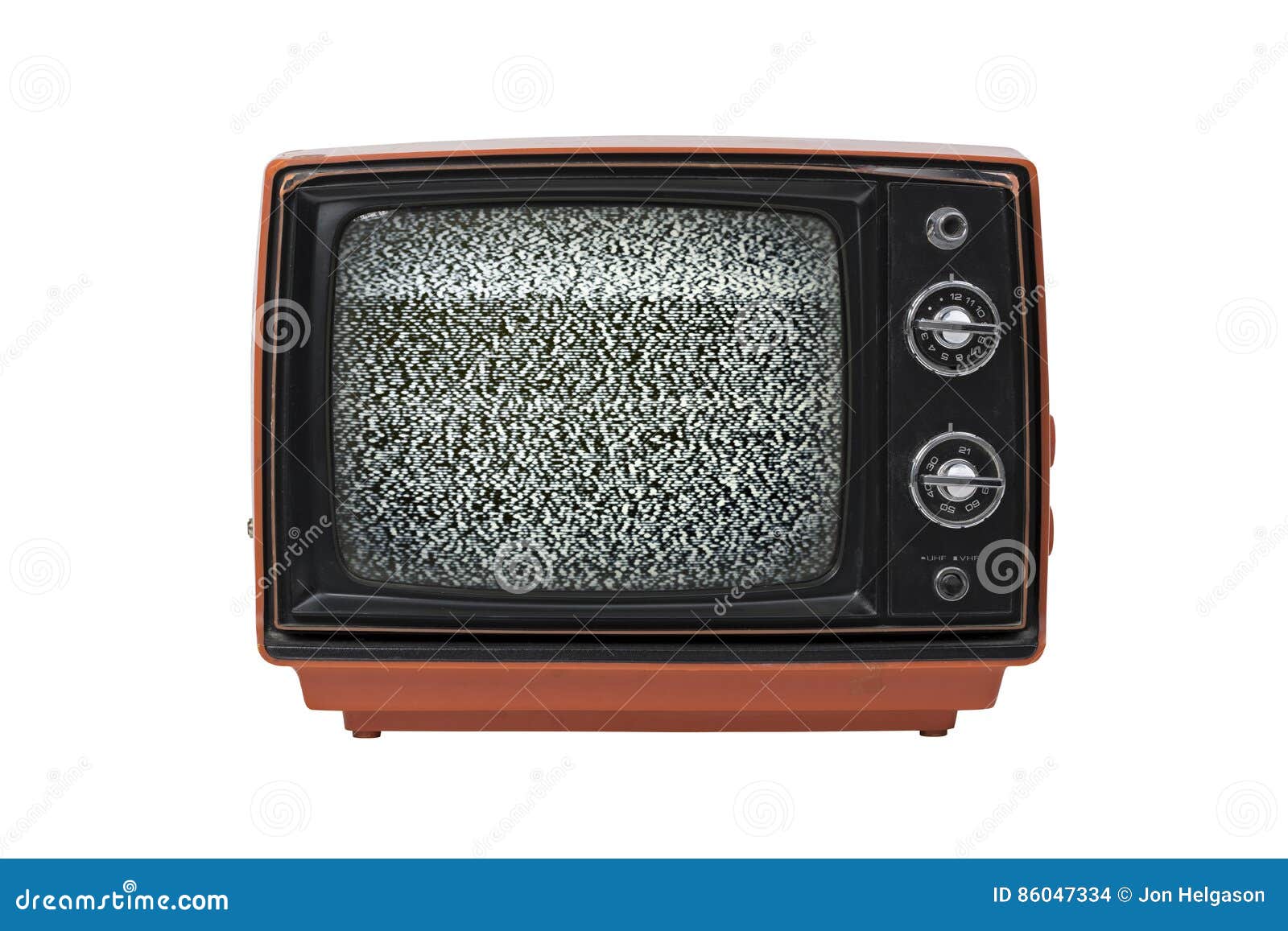 Vintage TV with Static Isolated Stock Photo Image of channel, film