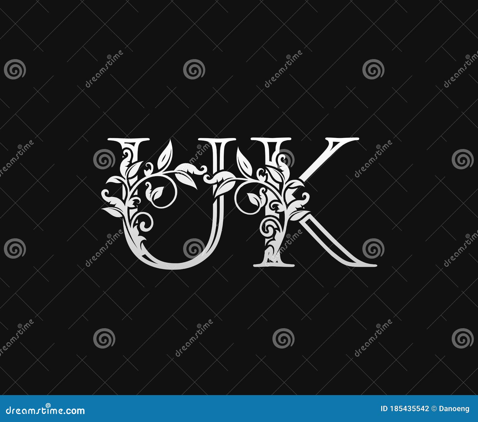 Vintage U, K and UK Letter Logo. Graceful Floral Flower Alphabet Mark for  Letter Stamp, Weeding Card, Brand Name, Restaurant, Stock Illustration -  Illustration of hotel, jewelry: 185435542