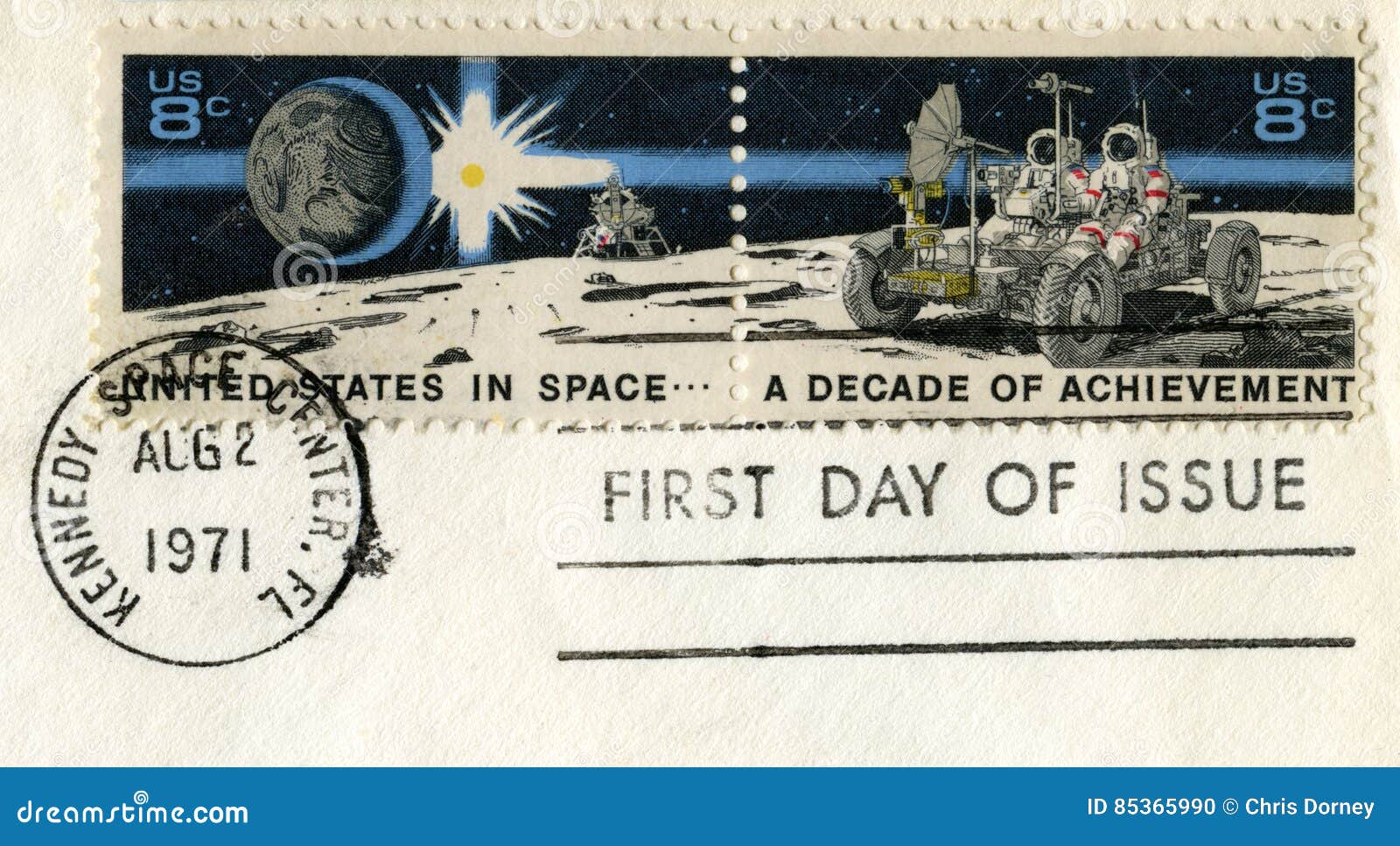 Vintage US Stamps Celebrating a Decade of Space Achievement