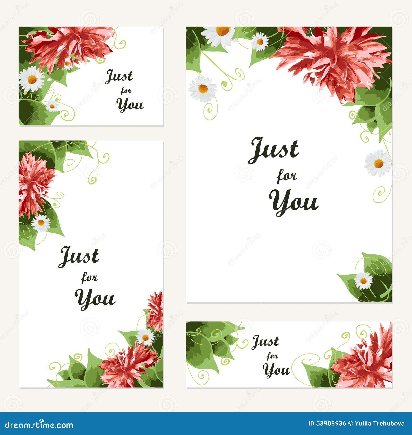 Vintage Vector Card Templates. Greeting Postcard with Floral Elements