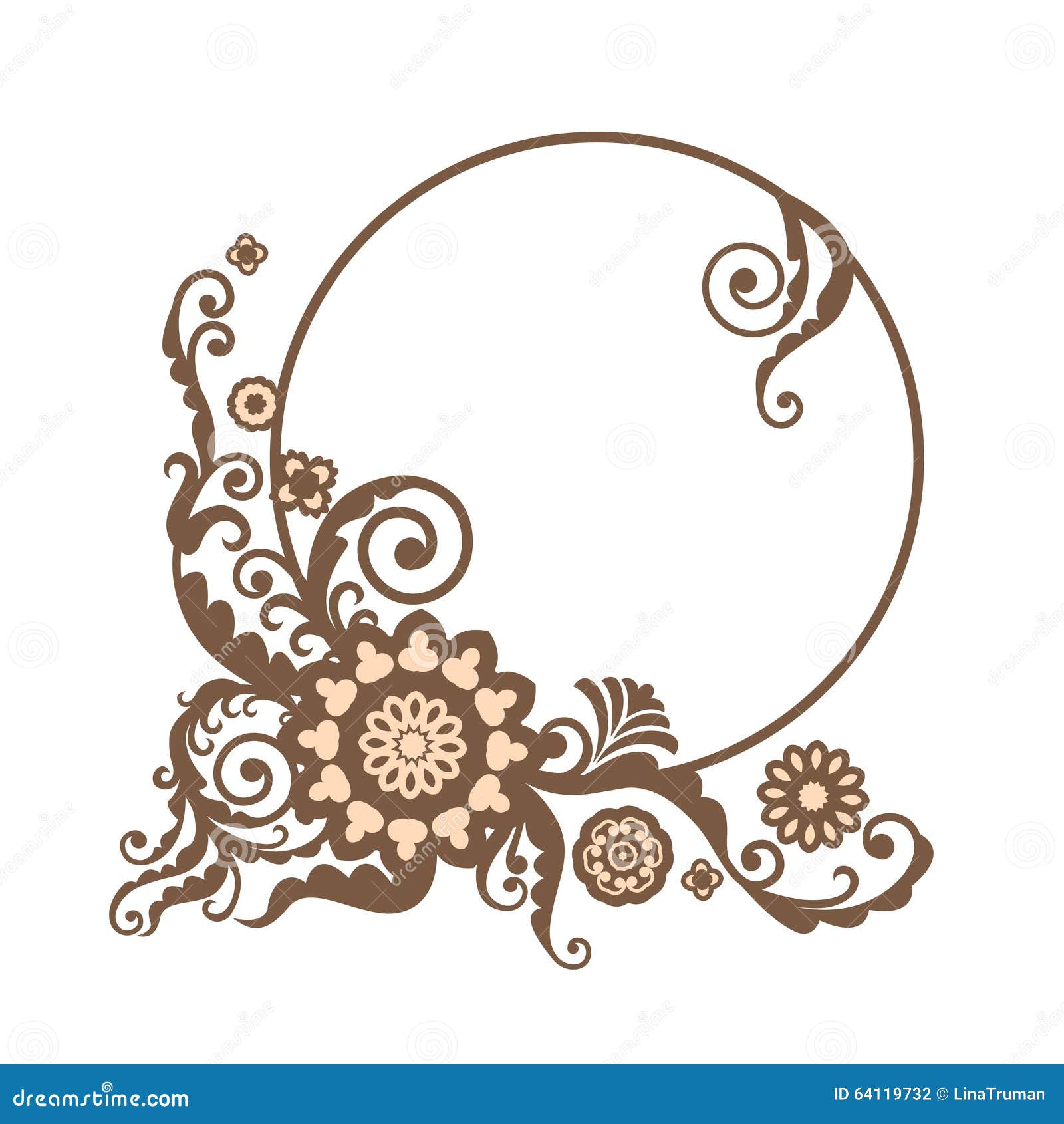 Download Vintage Vector Circle Frame With Floral Elements, Card Design Stock Vector - Illustration of ...