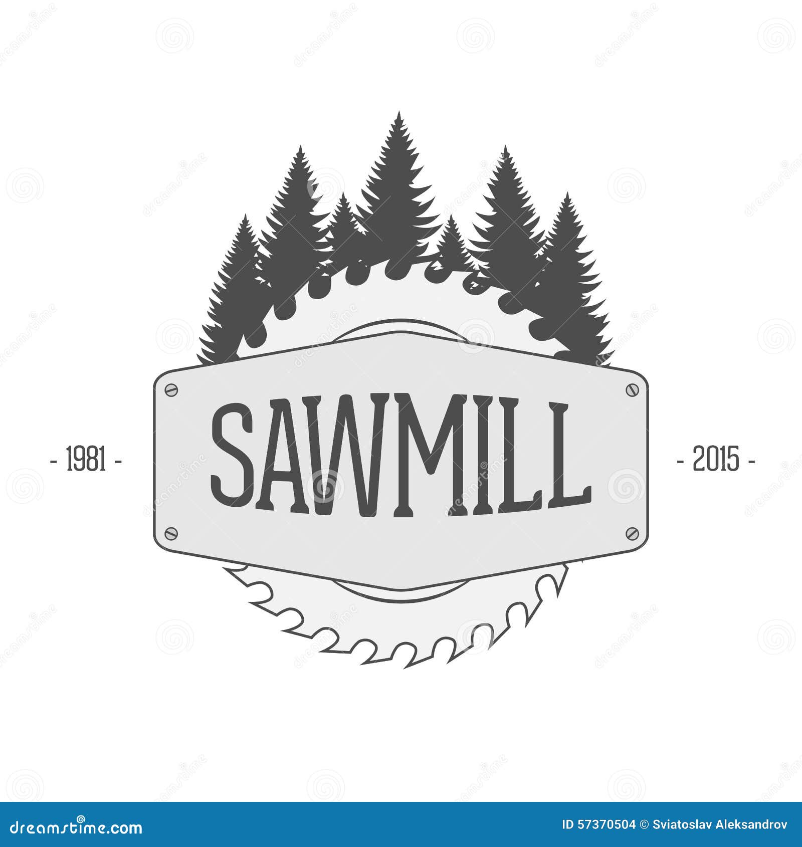 Vintage Vector Label Of Sawmill Stock Vector ...