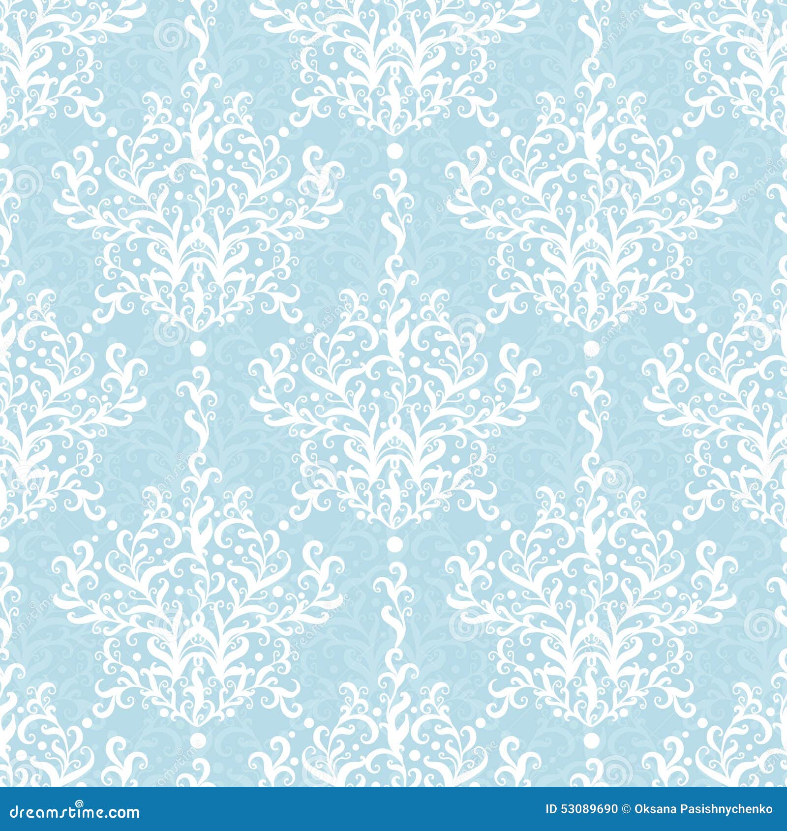 Light Blue Damask / Light Blue Damask 5'x7'Area Rug by BWMedia