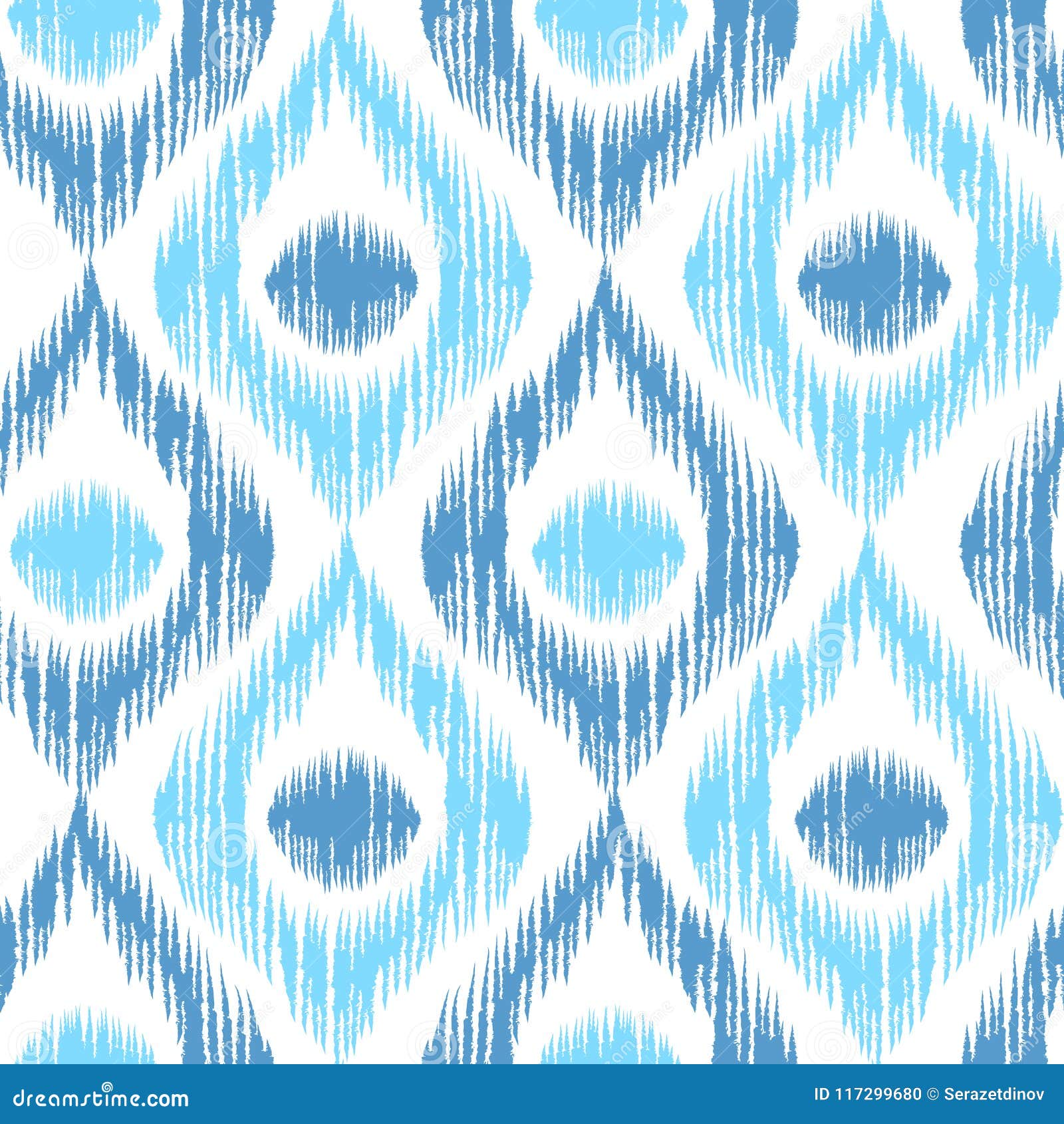 Retro ikat blue pattern. stock vector. Illustration of decor 117299680