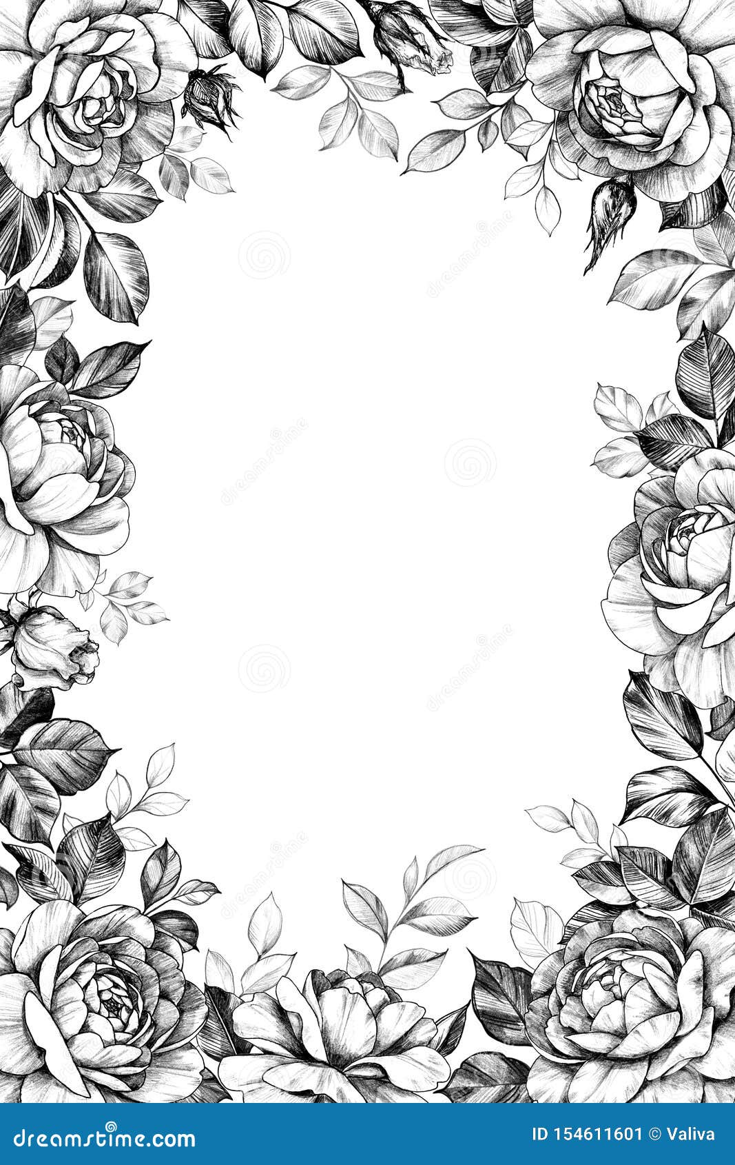 Vintage Vertical Border with Roses and Leaves Stock Illustration ...