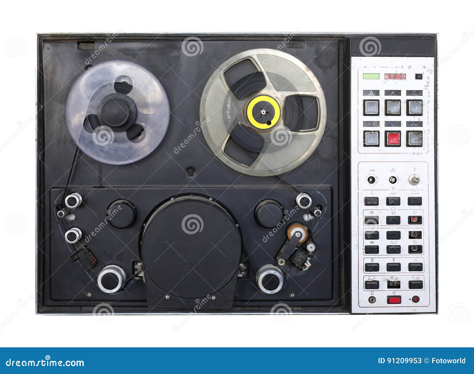 Vintage Reel Audio Recorder and Tape Rolls. Audio Reel Player