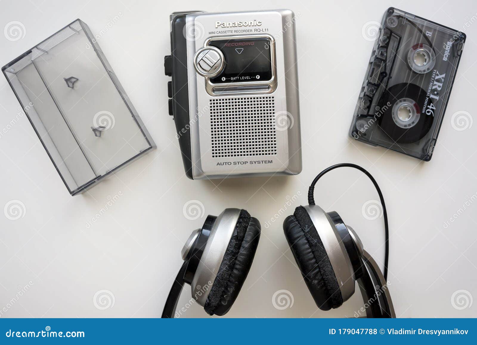 Vintage Voice Recorder with Mini Cassettes and Headphones Editorial Stock  Photo - Image of classic, object: 179047788