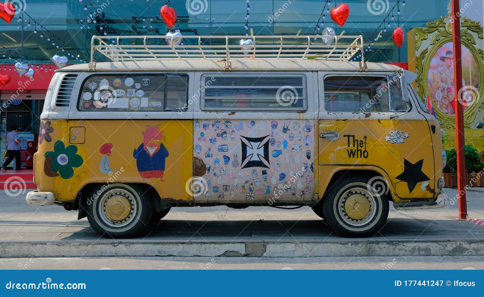 Vintage Volkswagen Kombi Parked On The Sidewalk Editorial