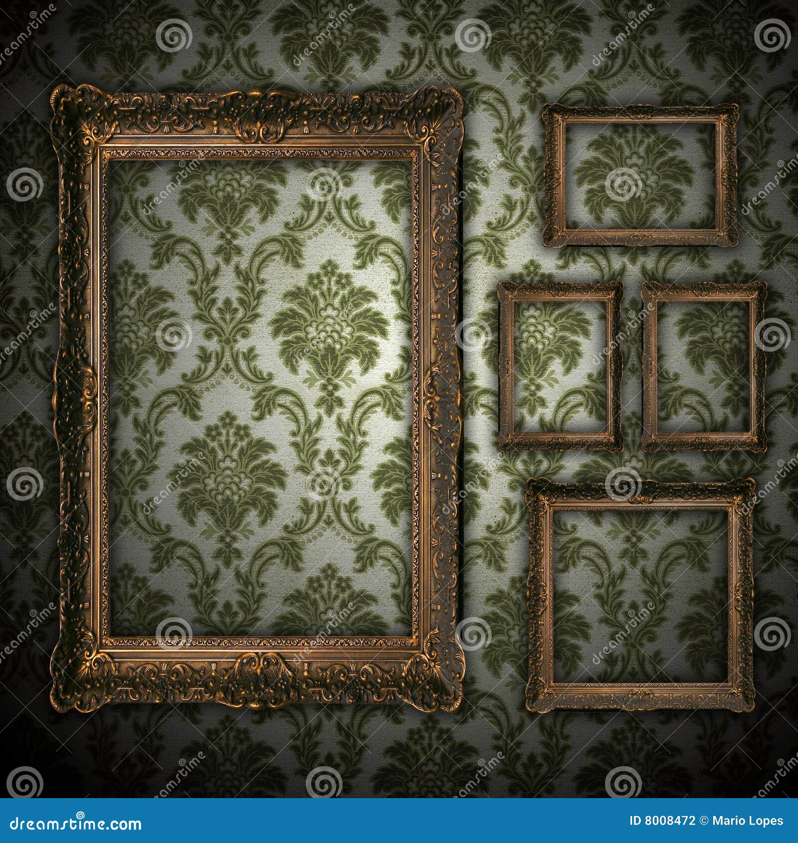Vintage Wall Background With Empty Gold Frame Stock Illustration Illustration 8008472