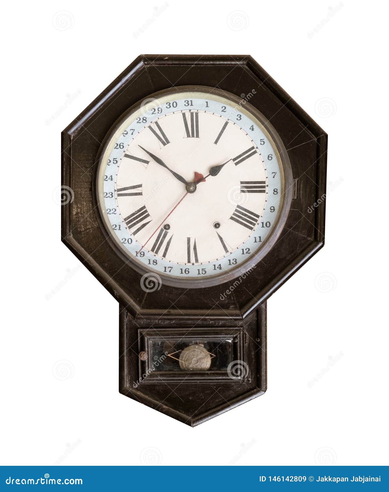 Vintage Wall Clock Isolated on White Stock Image Image of number