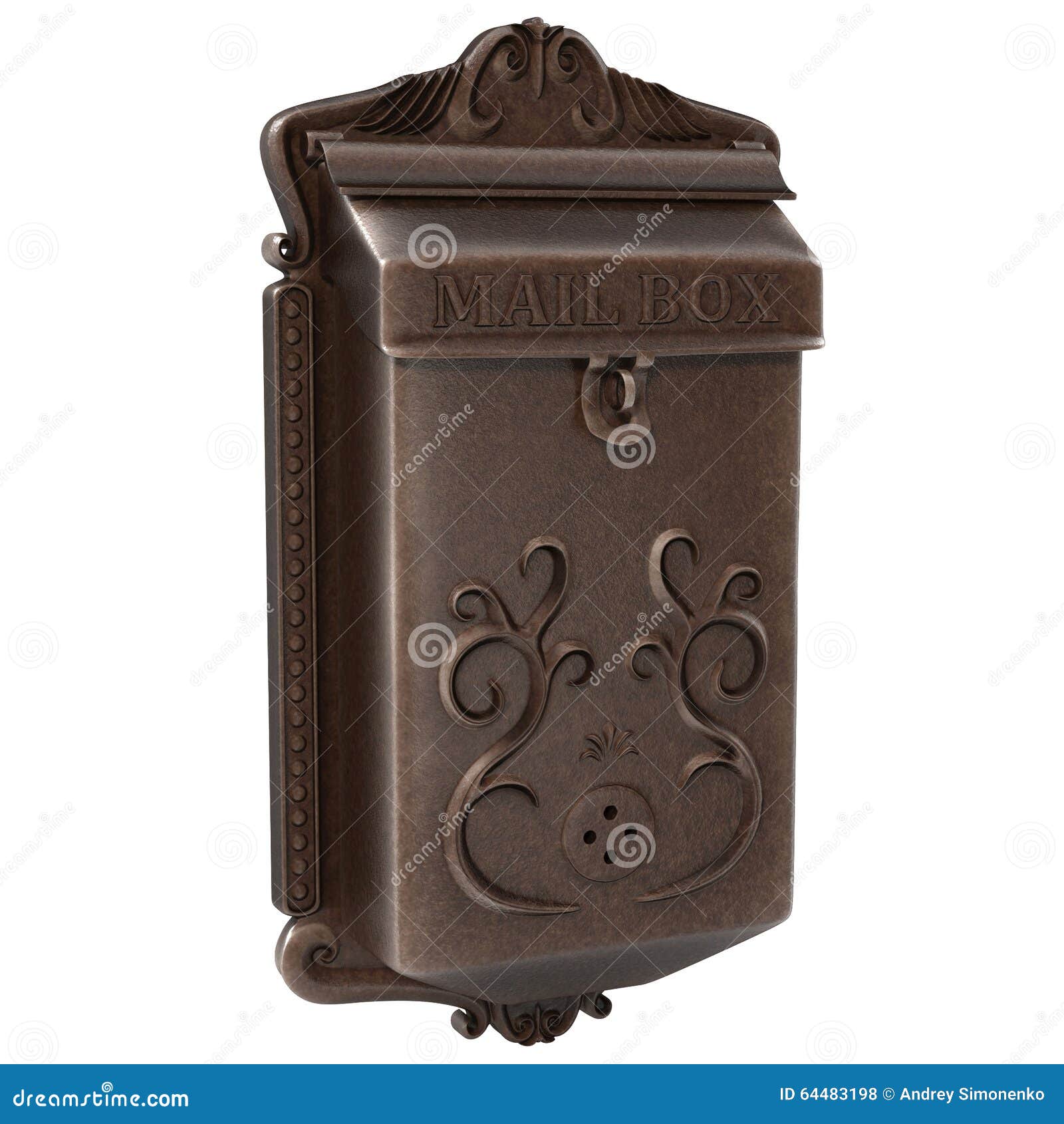 Vintage Wall Mount Mailbox Isolated on White Background Stock Photo