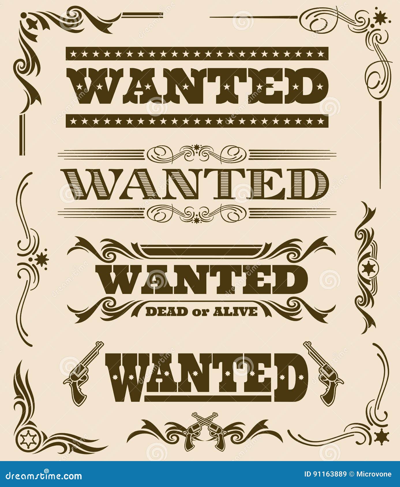 Wanted dead or alive western old vintage Vector Image