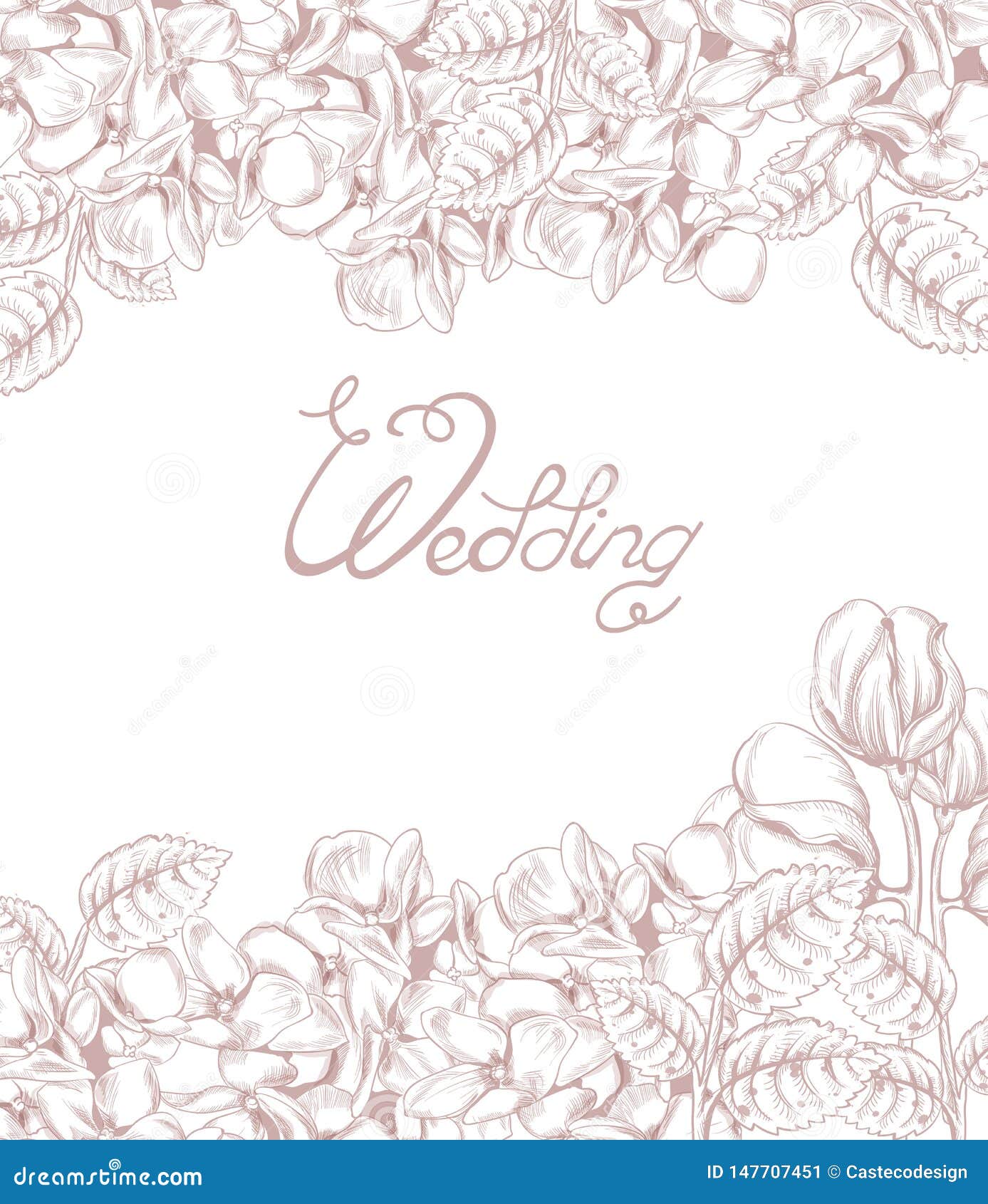 Download Vintage Wedding Card With Flowers Vector Lineart ...