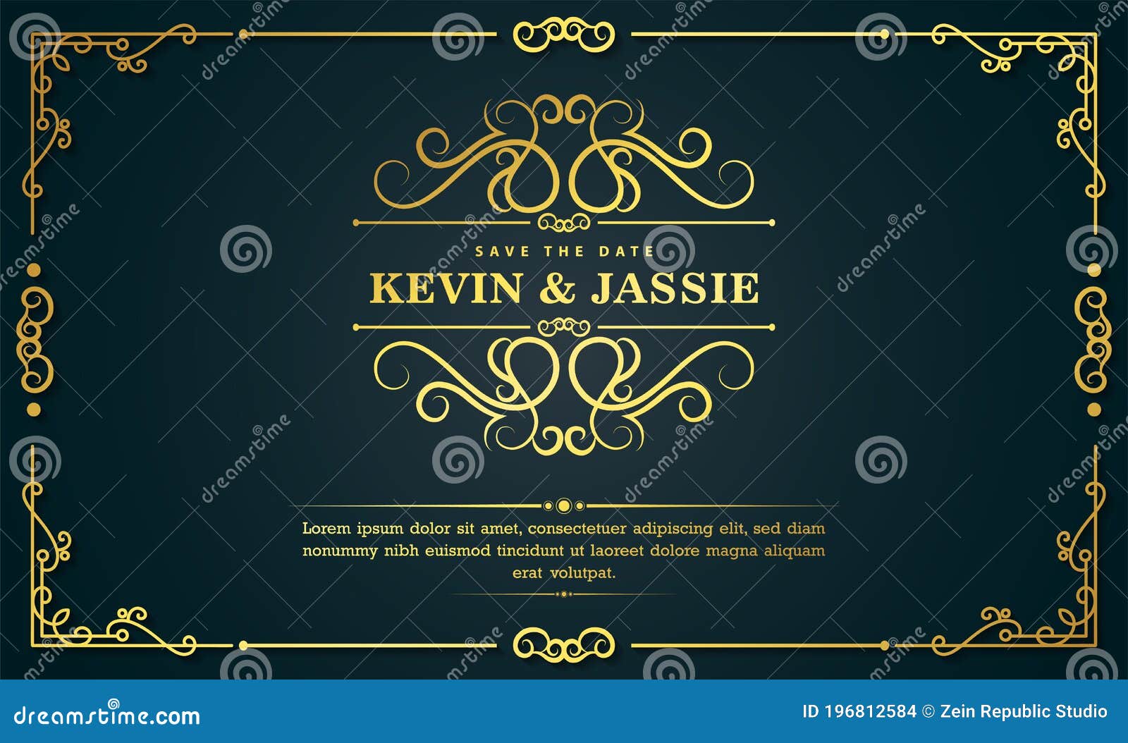 Vintage Wedding Frame with Ornaments Stock Illustration Illustration