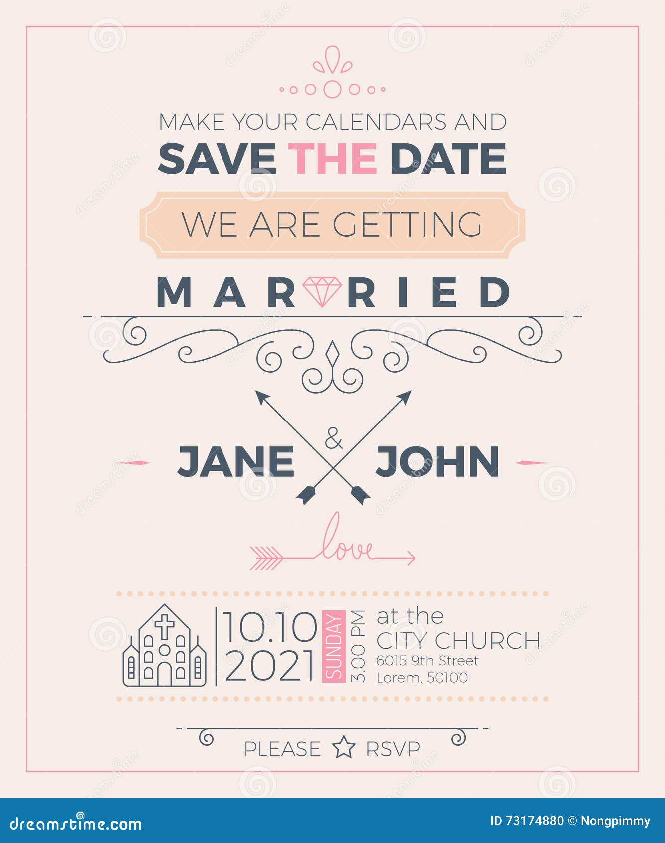 Vintage Wedding Invitation Card Template Stock Vector Pertaining To Church Wedding Invitation Card Template